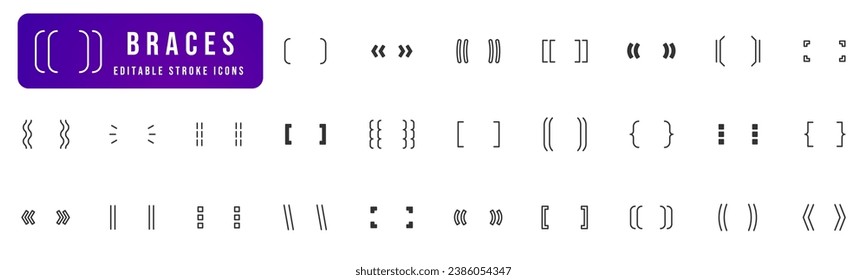 Set of braces or brackets line icon