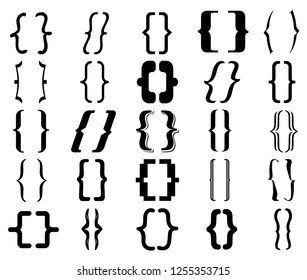 Set of braces or curly brackets icon. Vector