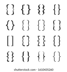 Set of braces or curly brackets icon. Vector