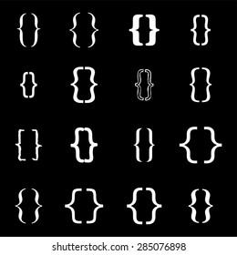 Set of braces or curly brackets icon. Vector illustration