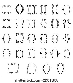 Set of braces. Vector hand drawn brackets illustration.