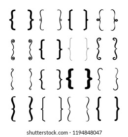 Set of bracket. Black collection. Vector illustration. Isolated on white background.