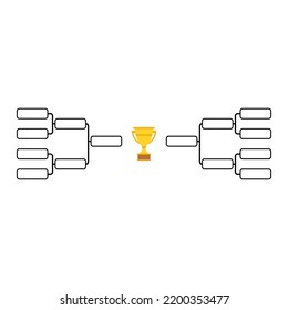 Juego de torneo deportivo de Bracket, signo de evento de eliminación en blanco, ilustración de vector de partido de jugada.