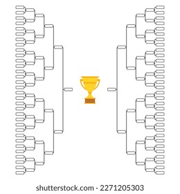 Juego de torneo deportivo de Bracket, signo de evento de eliminación en blanco, ilustración de vector de partido de jugada.