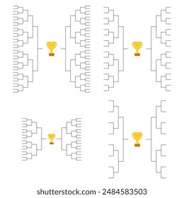 Juego de torneo deportivo de soporte, signo de evento de eliminación en blanco, Ilustración vectorial de partido de playoffs .