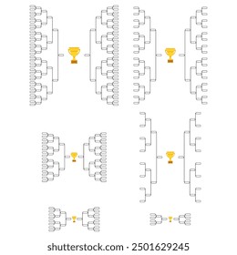 Conjunto de torneo deportivo Bracket, signo de evento de eliminación en blanco, Ilustración vectorial de partido de playoffs .