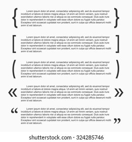 Set of brackets and punctuation marks. Empty quotes templates.Text fields to frame quotes and sayings.