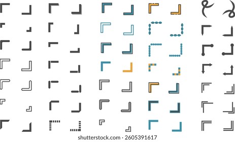 A set of brackets in various designs