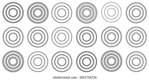Set of braid circle. Bracelet silhouette. Luxury art design. Chain seamless border. Vector illustration. Stock image. 