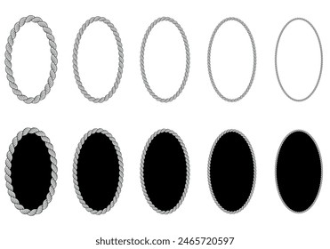Satz von geflochtenen Seilrahmen in Kreis, ovale Form.