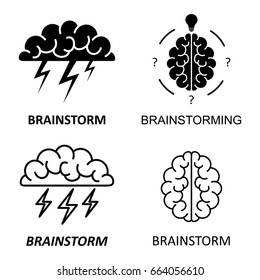 Set of brain, brainstorming, idea, creativity logo and icons. Vector template for your web design and print