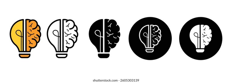 Set of brain icon collection. brain storm power, Containing creativity, brain, idea, creative, light bulb symbol. Vector Illustration.