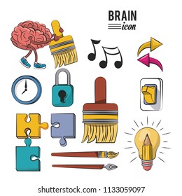 Set of brain icons
