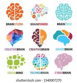 Set of brain icons, Vector illustrations.
