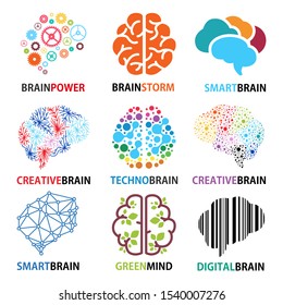 Set of brain icons, Vector illustrations.
