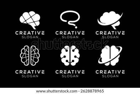 Set of Brain logo design templates. Modern isolated Brain icon symbols for education, intelligence and technology.