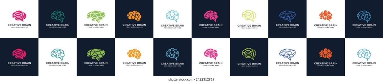 Set of Brain Logo design vector template