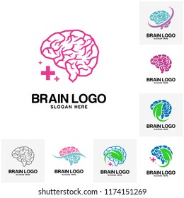 Set of Brain logo vector