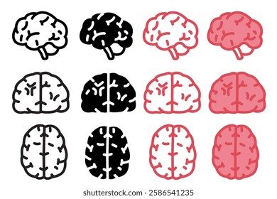 set Brain organ logo  isolated on white background. Vector eps 10
