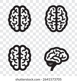 set of brains silhouette vector on transparent background