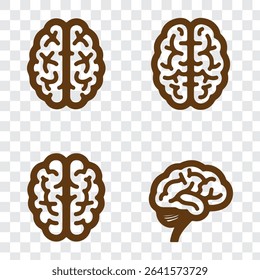 set of brains silhouette vector on transparent background