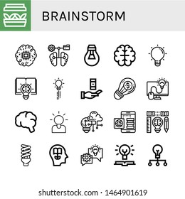 Set of brainstorm icons such as Artificial light, Brain, Lightbulb, Creative, Creativity, Knowledge, Brainstorming , brainstorm