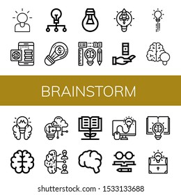 Set of brainstorm icons. Such as Brainstorming, Knowledge, Creative, Lightbulb, Creativity, Brain, Brainstorm , brainstorm icons