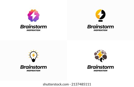 Conjunto de diseños de logotipo Brainstorm concepto vectorial, plantilla de símbolo del logo Idea Inspiración vector
