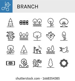 Set Of Branch Icons. Such As Blackcurrant, Tree, Leaves, Coral, Plant Tree, Dove, Mint, Crown Of Thorns , Branch Icons