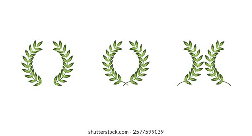  Set of branches with green leaves