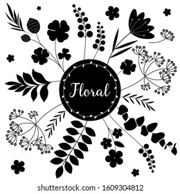 Set of branches, leafs and flowers. For invitations, wedding cards, Christmas, greeting cards. Vector on a white background.