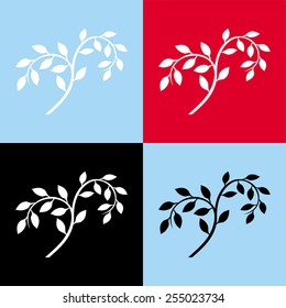 Set branches for logo. White. Black. Red. Blue.