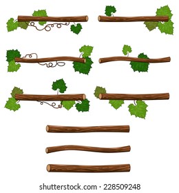 Set of branches. Vector isolated objects for platform games or graphics.
