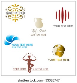 SET OF BRAND IDENTITY DESIGN ELEMENTS. Vector icons ans symbols such as logos.