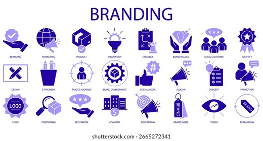 Conjunto de ícones de marca ou símbolos Vetor arquivo totalmente editável.