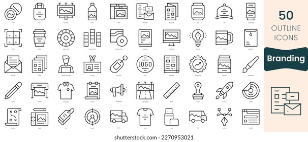 Set of branding icons. Thin linear style icons Pack. Vector Illustration