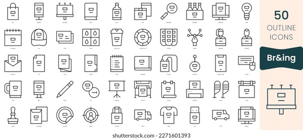 Conjunto de iconos de marca. Iconos de estilo lineal delgado Empaquetar. Ilustración vectorial