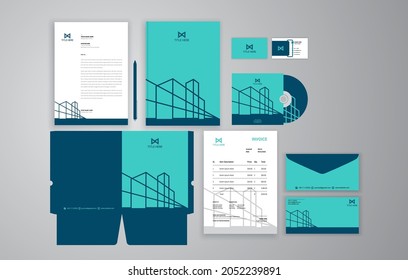 Set of branding stationery design. Stationery mockup vector megapack set corporate business.