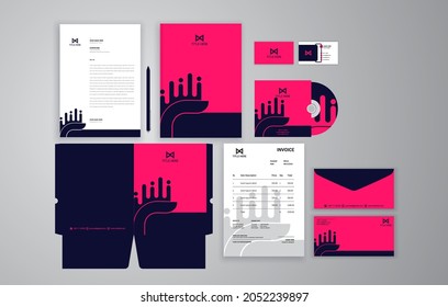 Set of branding stationery design. Stationery mockup vector megapack set corporate business.