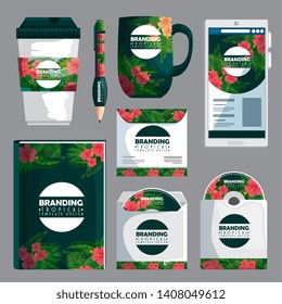 set of branding tropical product how books and cd envelope
