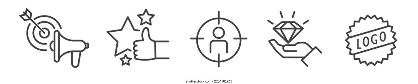 Set of branding Vector Line Icons.. Editable Stroke on white background for web and print