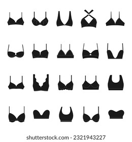A set of bras. Bras. Silhouettes of bras. Vector illustration.