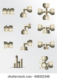 A set of brass and copper fittings