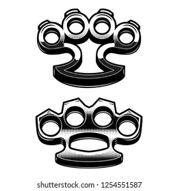 Set of brass knuckle illustrations. Design element for logo, label, sign, poster, t shirt. Vector illustration