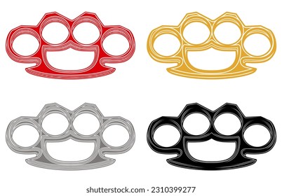 	
Set brass knuckles icon symbol. hand weapon black Illustration. Fighting combat vector design