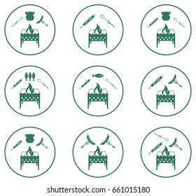 Set of Brazier cooking  icons. Vector illustration

