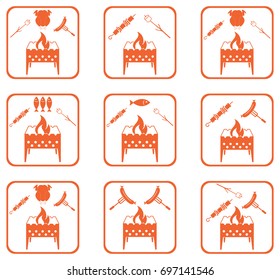 Set of Brazier cooking  icons. Vector illustration

