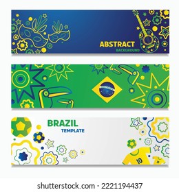 Set of Brazil Abstract Background. Blue, Green and White background. Banner design for ,World cup football festival, cover design, website background, New Year Celebration and advertisement.