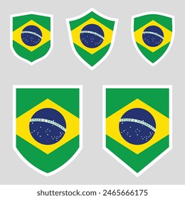 Set of Brazil Flag in Shield Shape Frame