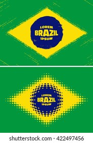 Set Brazil Flags. Grunge, halftone Brazil flags. Trendy Brazil flags 2016. Vector illustration